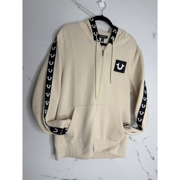 True Religion HS Taping Full Zip Hoodie Logo Strip-Men’s L Color: Fog $119 - Picture 1 of 7